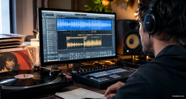 Musikproduktion im warmen Tonstudio