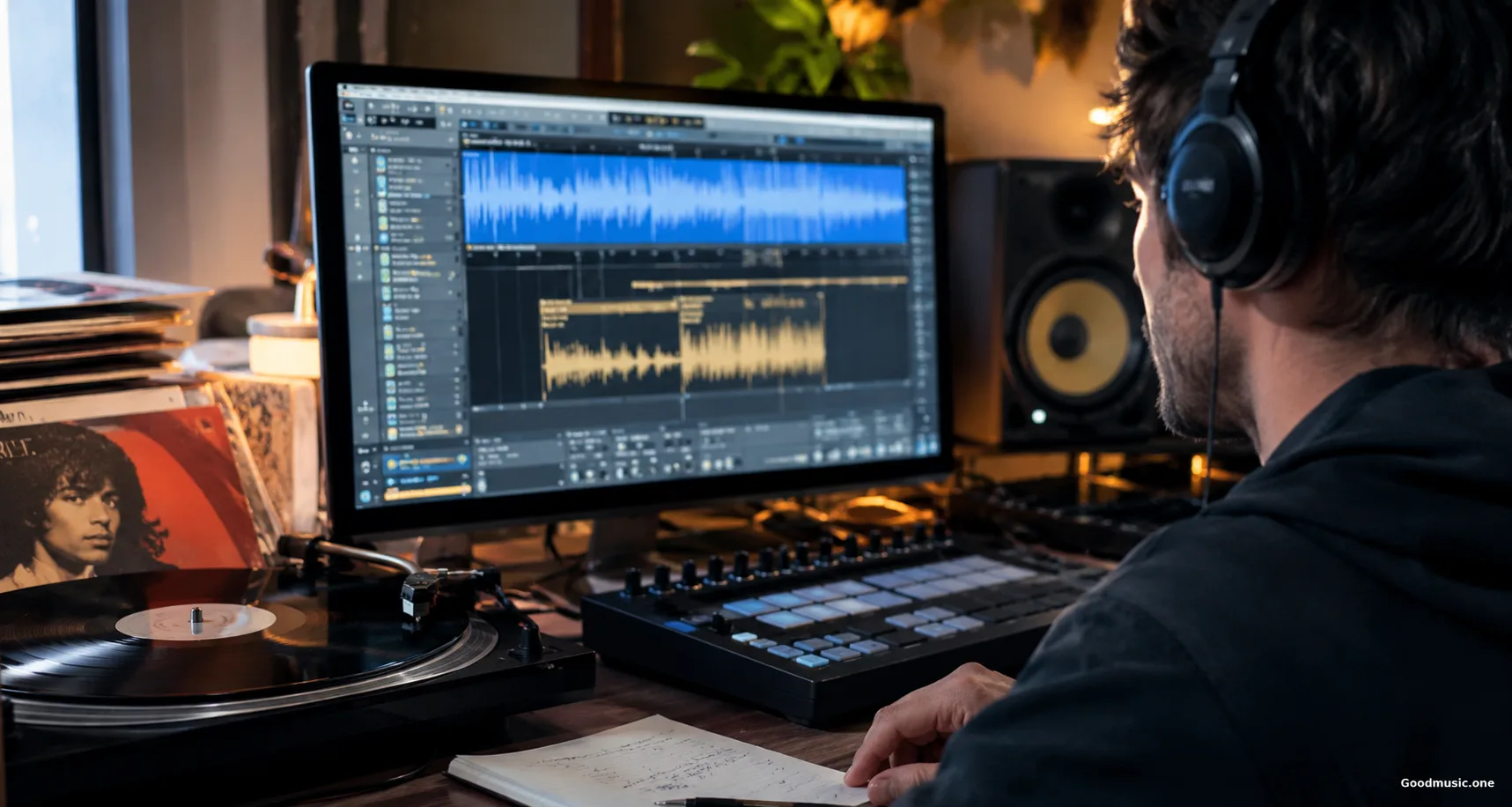 Musikproduktion im warmen Tonstudio